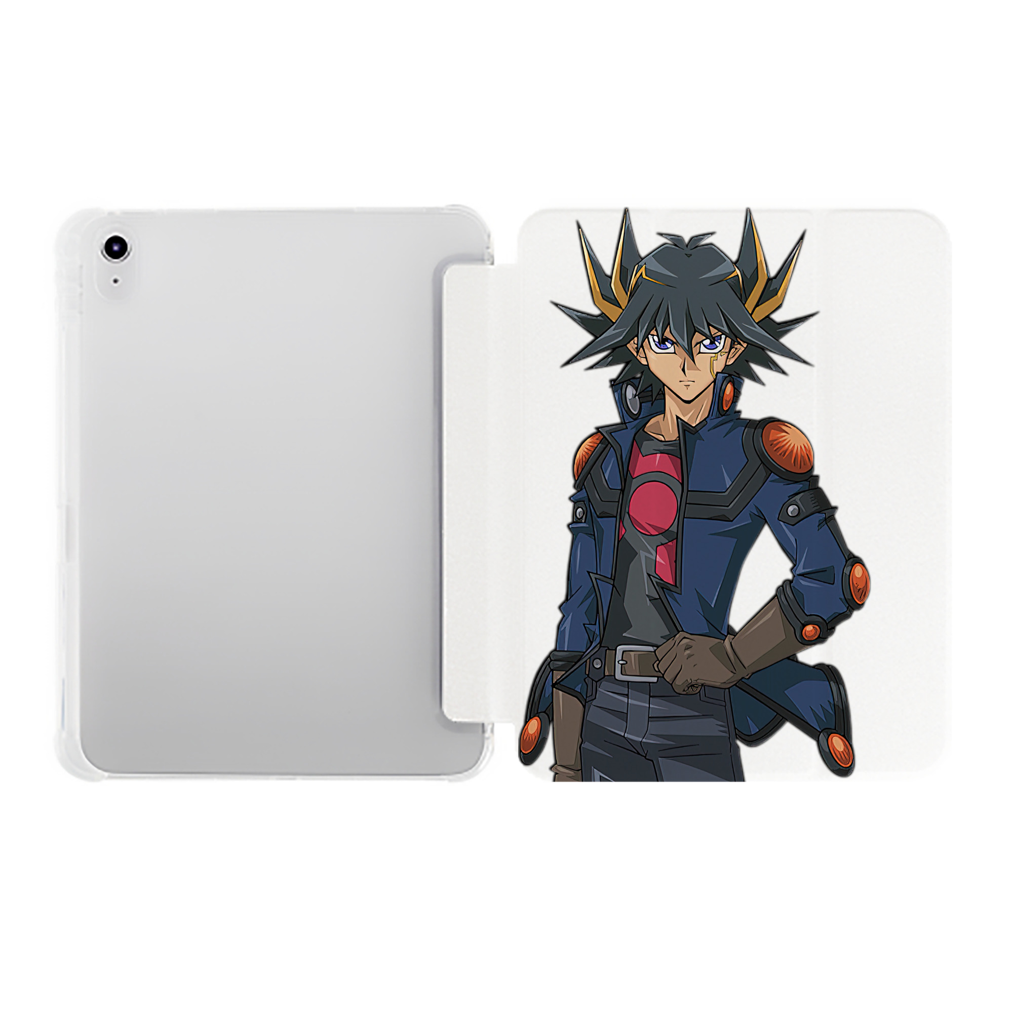 （画像用） 遊☆戯☆王 Yu-Gi-Oh! IPad ケース ペン収納付き 三つ折りスタンド PUレザー×シリコン 対応機種9.5/10.5/10.9インチ